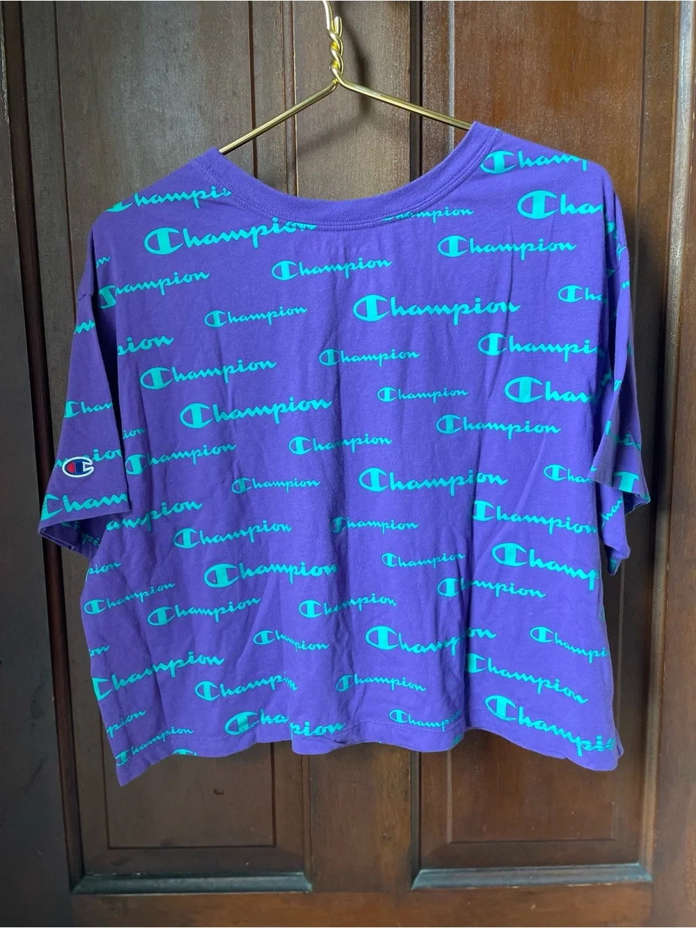 Champion women’s extra large short sleeve purple cropped top